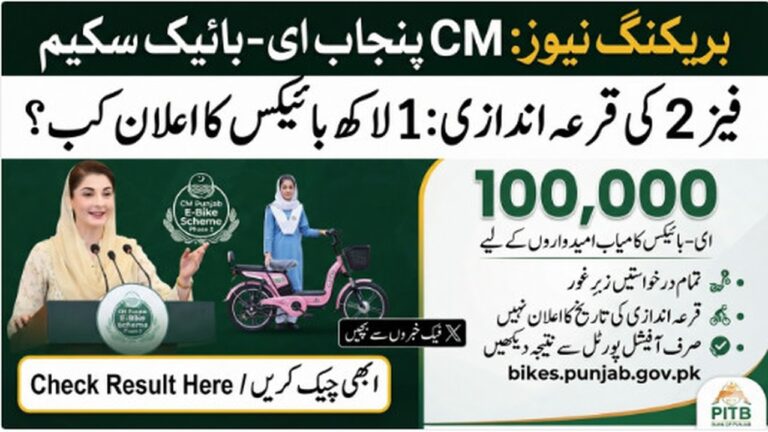 CM Punjab E-Bike Scheme Phase 2 Balloting 2026 – 100,000 Bikes, Check Result Online at bikes.punjab.gov.pk 2026